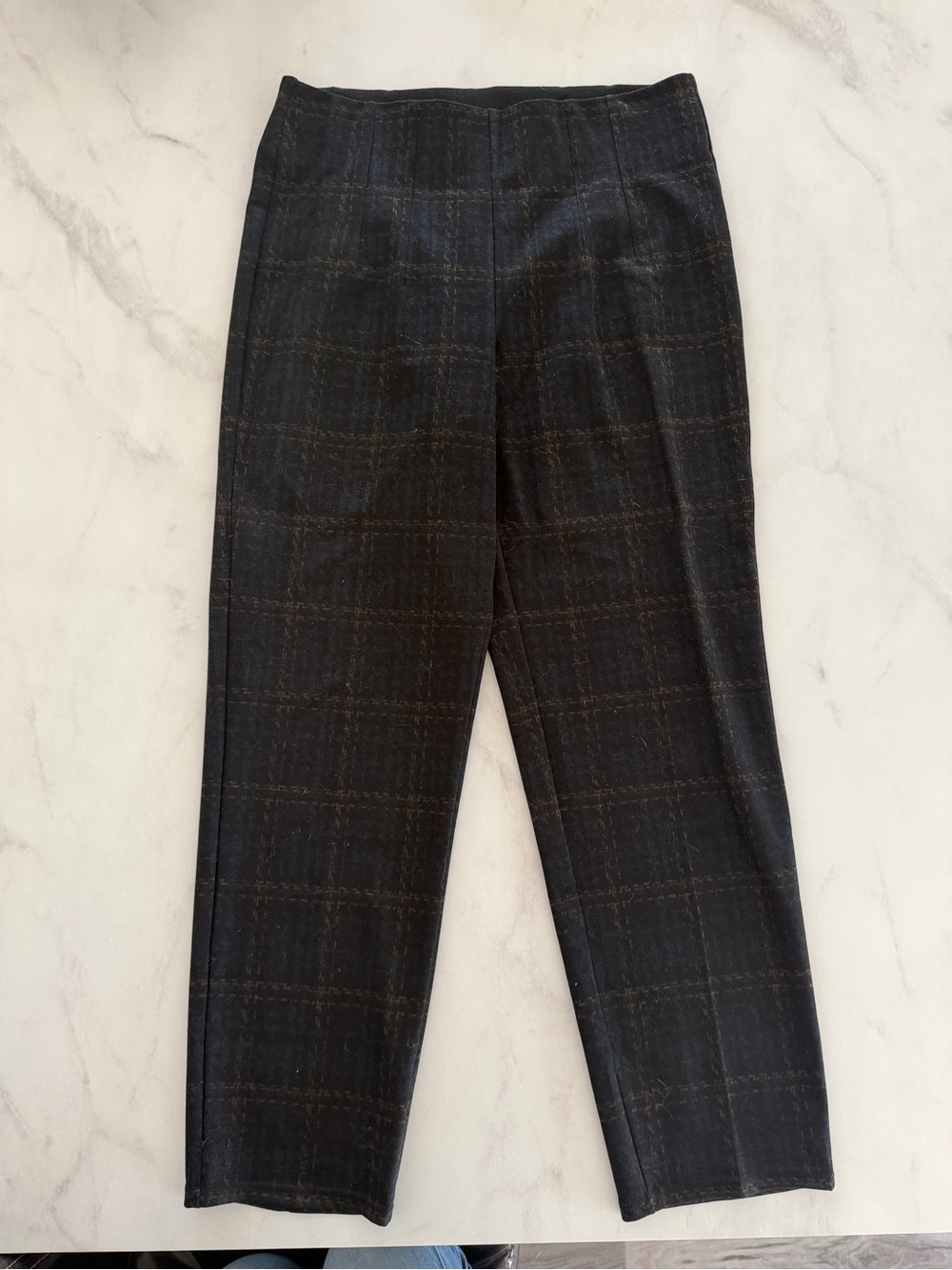 Tailored Black Windowpane Trousers with Brown Check